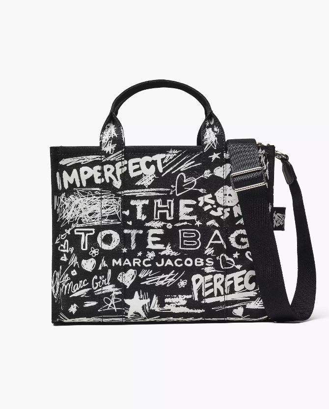 The Punk Scribble Canvas Medium Tote Bag black multi